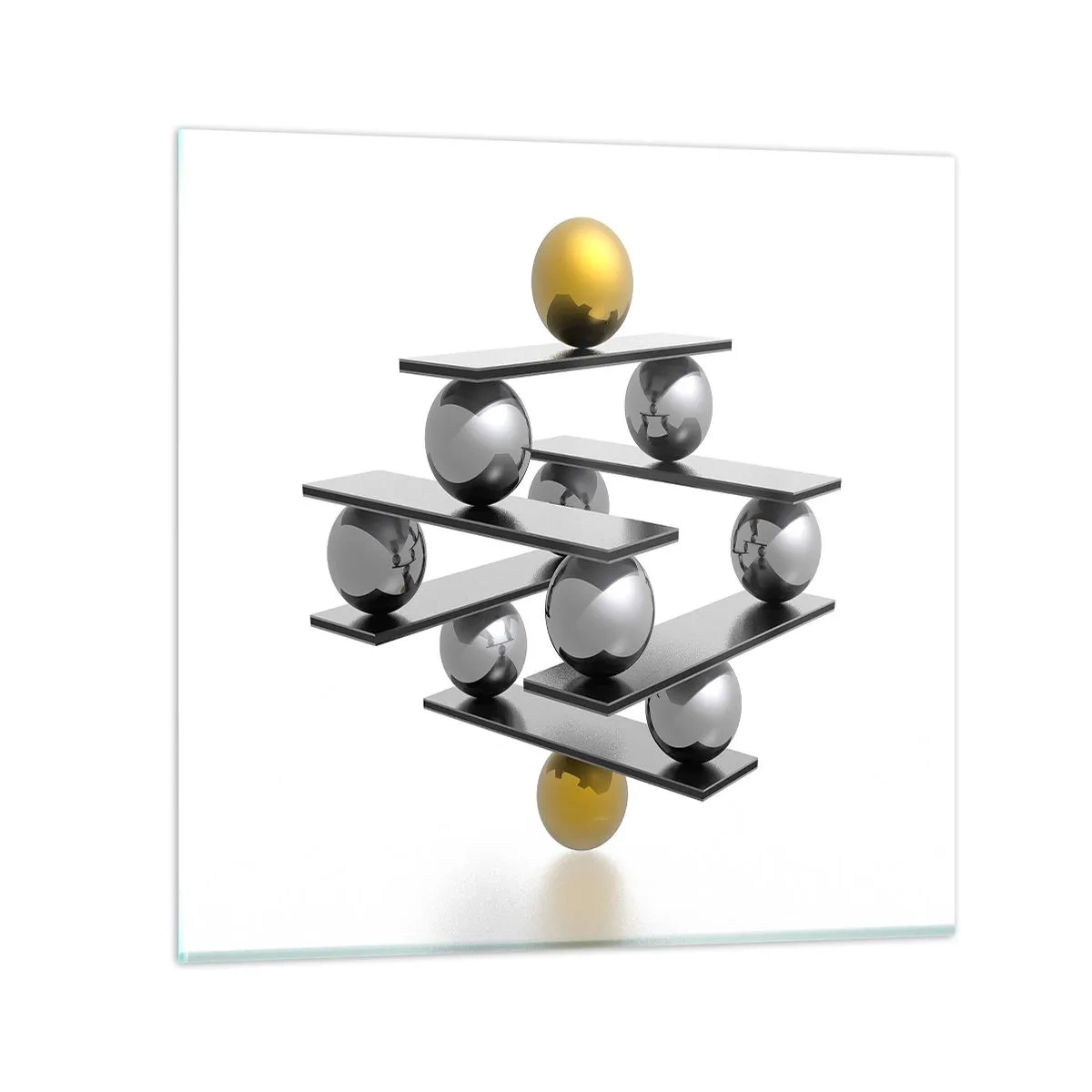 Billede på glas - Guld-sølv-balancen - 70x70 cm