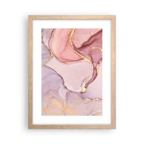 Plakat i ramme af lyst egetræ - Et kærtegn af farver - 30x40 cm