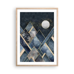 Plakat i ramme af lyst egetræ - Geometrisk landskab - 50x70 cm