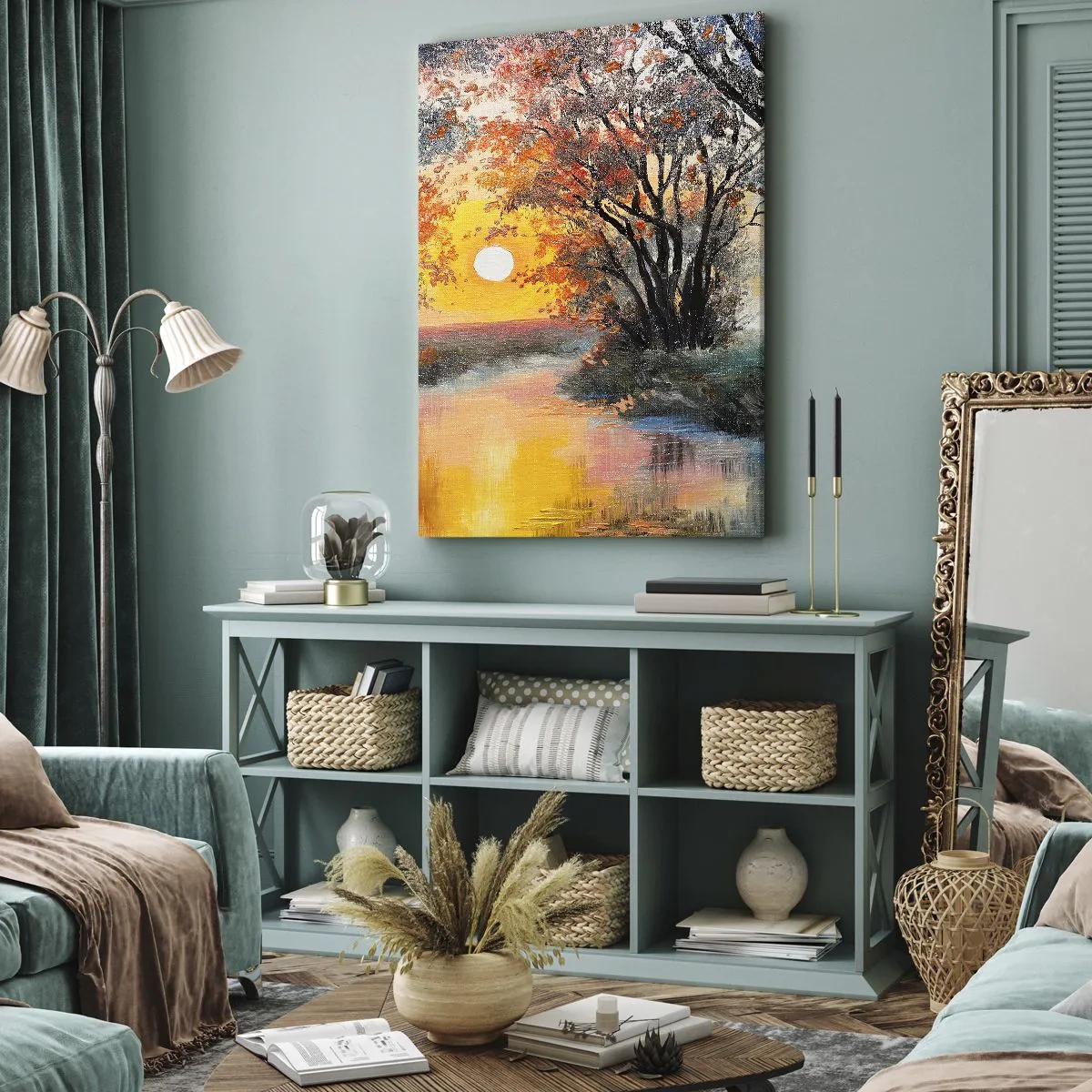 Lærredstryk - Billede på lærred - Efterårs atmosfære - 50x70 cm