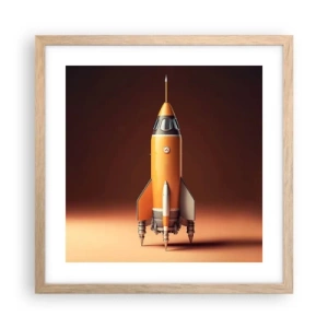 Plakat i ramme af lyst egetræ - Det begynder med en drøm - 40x40 cm