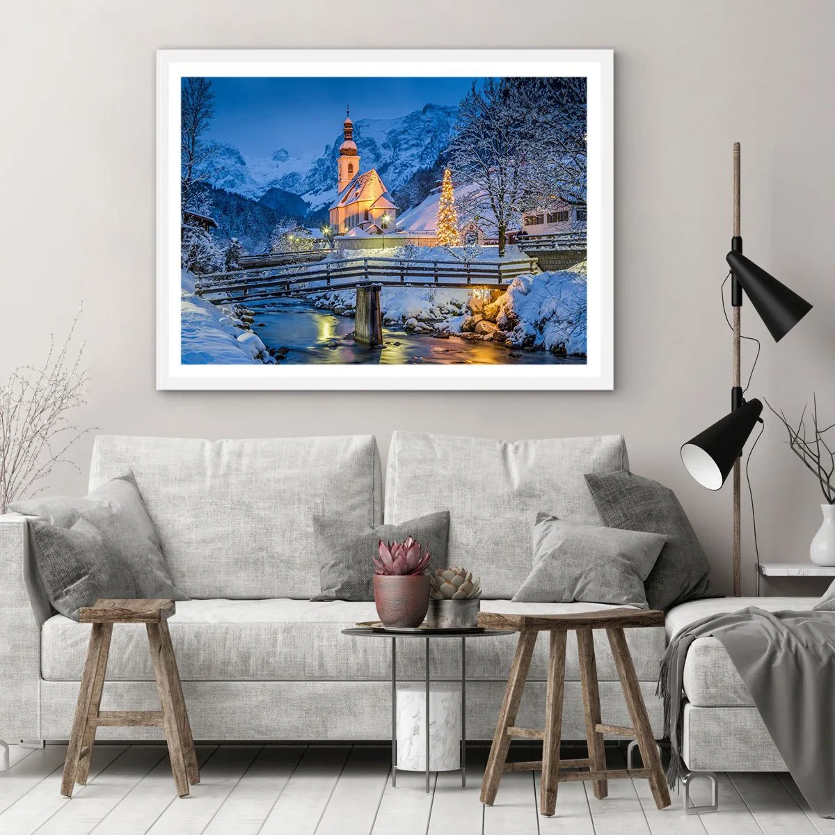 Plakat i hvid ramme - Julens ånd - 50x40 cm