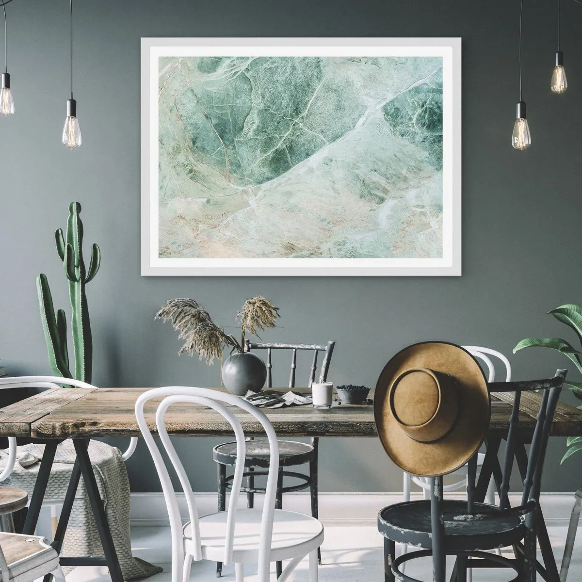 Plakat i hvid ramme - Den ædle kølighed af sten - 91x61 cm