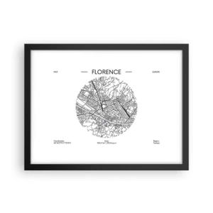 Plakat i sort ramme - Anatomi af Firenze - 40x30 cm
