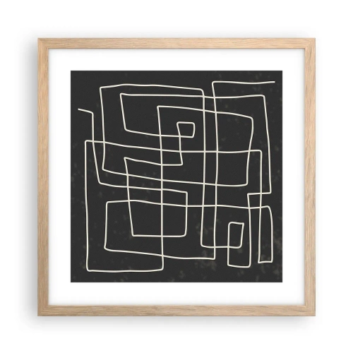 Plakat i ramme af lyst egetræ - Ikke helt så enkel - 40x40 cm