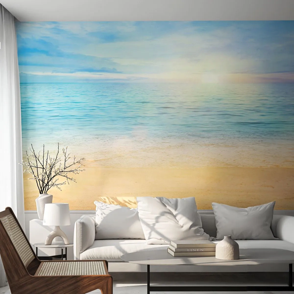 Fototapet Selvklæbende Deluxe Sticker - Det store blå - Hav, Udsigt, Strand - 250x175 cm