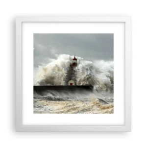 Plakat i hvid ramme - Havets vrede - 30x30 cm