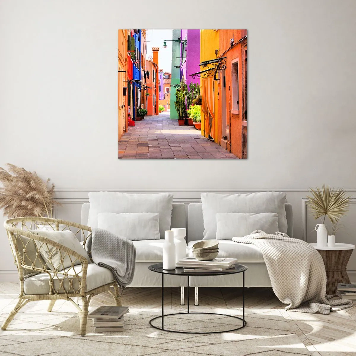 Billede på glas - Regnbue gyde - 60x60 cm