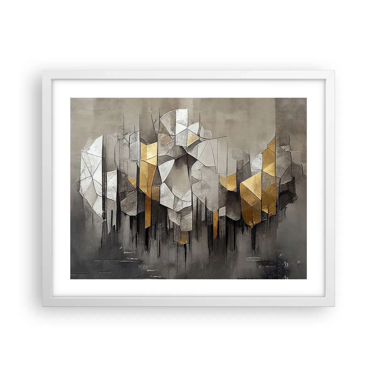 Plakat i hvid ramme - Komposition lavet af is og lys - 50x40 cm