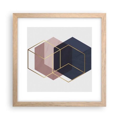 Plakat i ramme af lyst egetræ - Styrken ved enkelhed - 30x30 cm