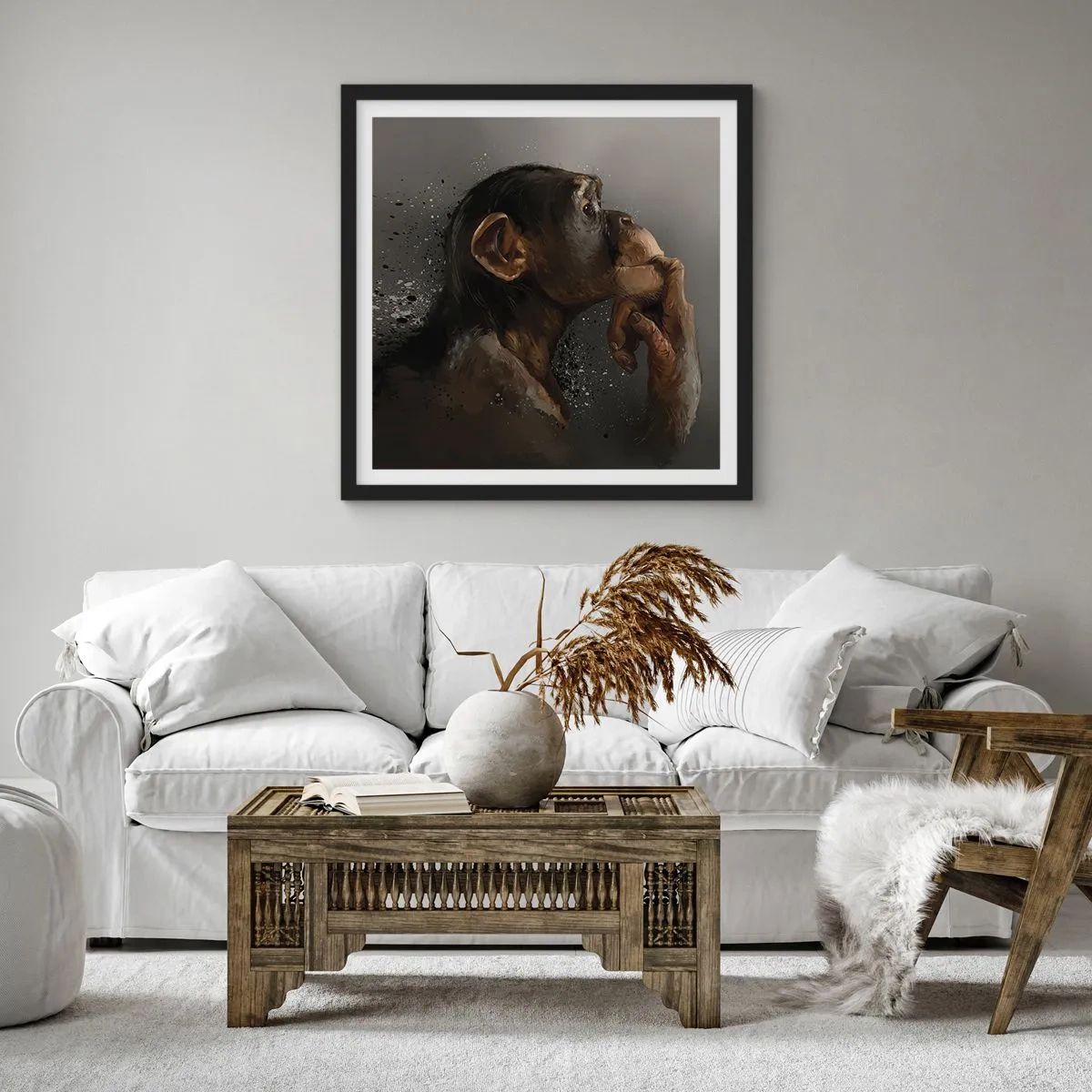 Plakat i sort ramme - Helt sikkert en tænker - 40x40 cm