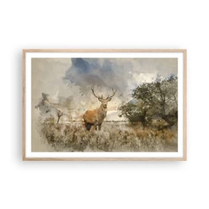 Plakat i ramme af lyst egetræ - Værdighed - styrke - værdighed - 91x61 cm