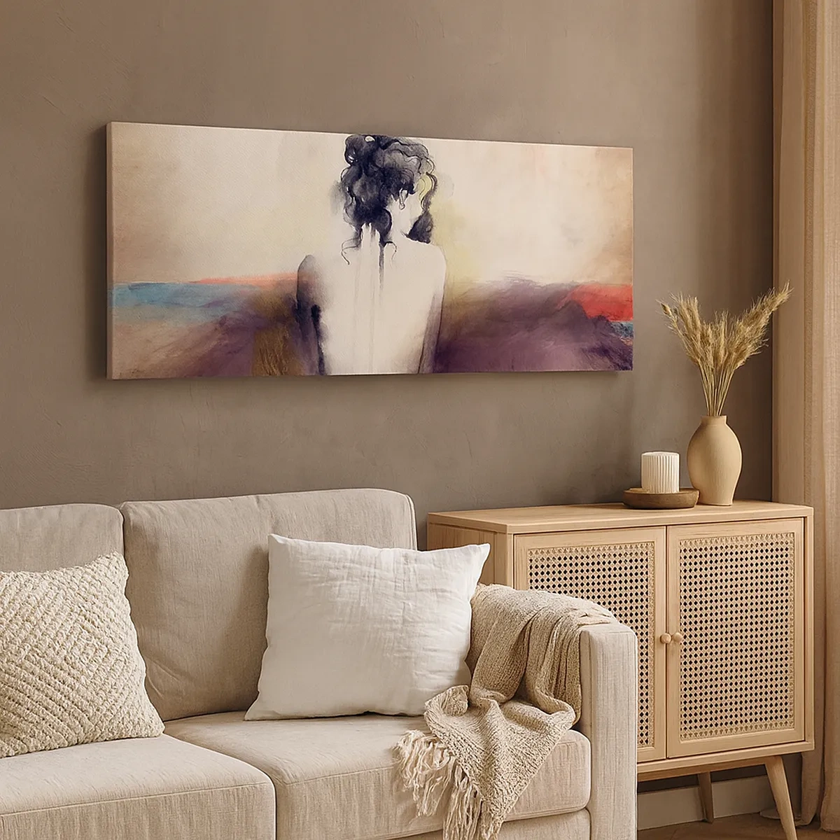 Lærredstryk - Billede på lærred - Glatte linjer, ovale former - 30x30 cm