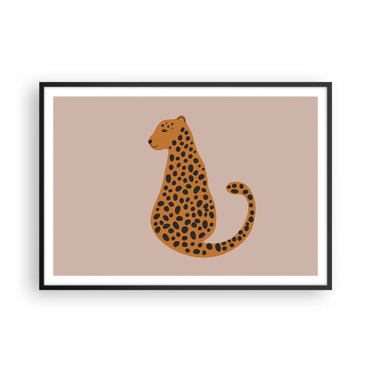 Plakat i sort ramme - Leopardprint er et moderigtigt mønster - 100x70 cm