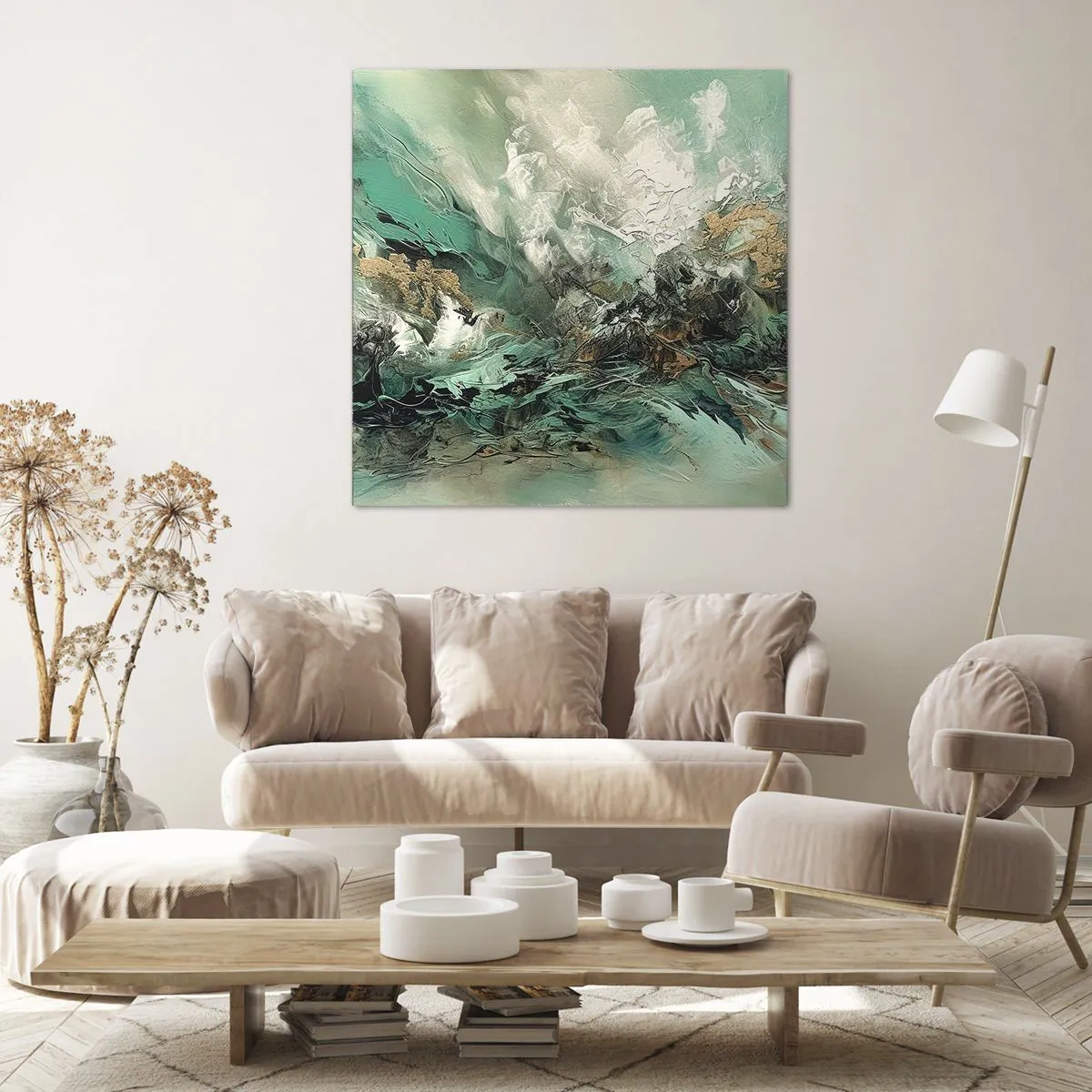 Lærredstryk - Billede på lærred - Smaragdsort byld - 60x60 cm