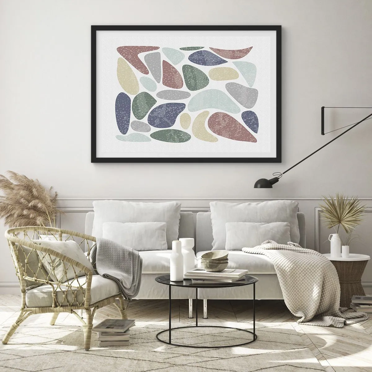 Plakat i sort ramme - Mosaik af pulveriserede farver - 70x50 cm