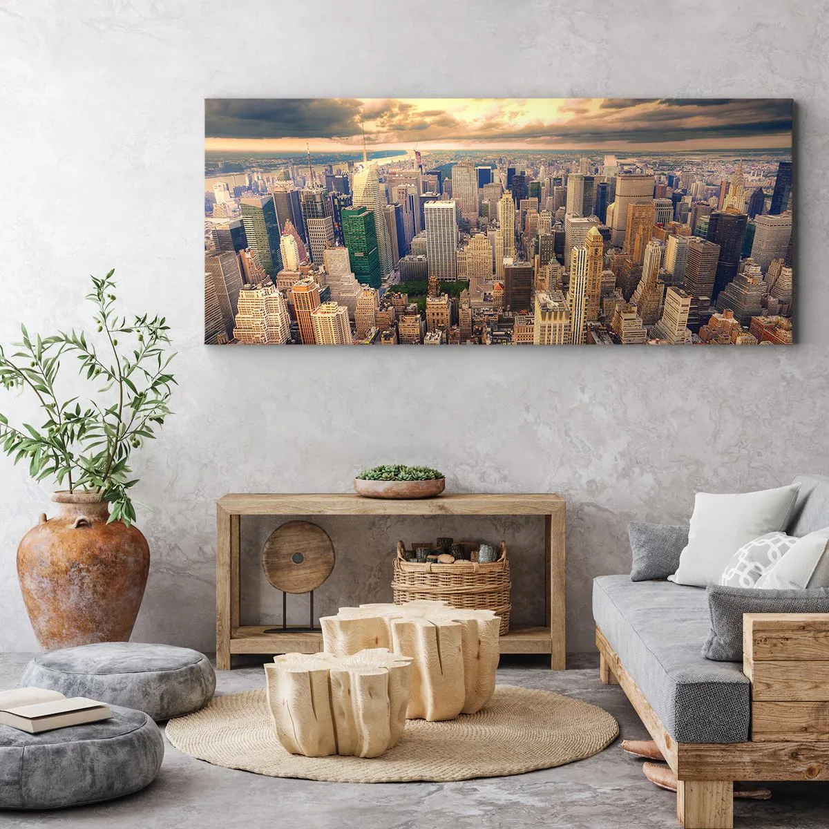 Lærredstryk - Billede på lærred - En forgyldt metropol - 100x40 cm