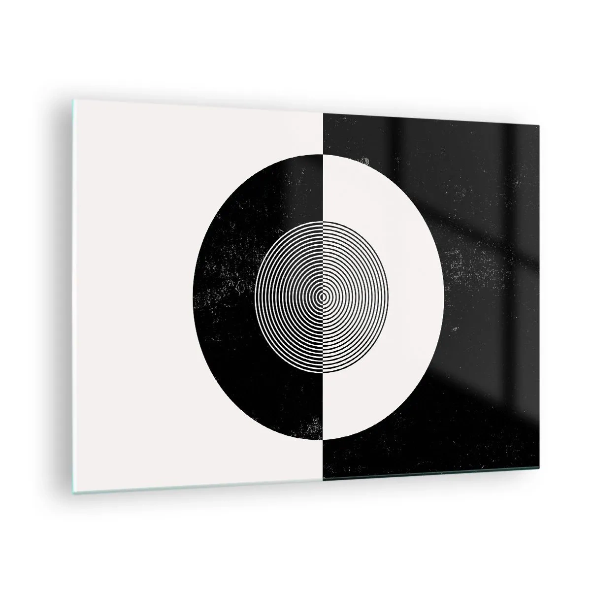 Billede på glas - Geometrisk mønster af sort og hvid symmetri - 70x50cm - Harmoni i sort og hvidt - Moderne vægdekoration til stue og soveværelse ARTTOR