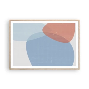 Plakat i ramme af lyst egetræ - Pastelfarvede relationer - 100x70 cm