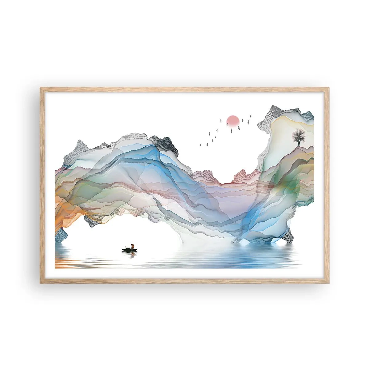 Plakat i ramme af lyst egetræ - Mod krystalbjergene - 91x61 cm