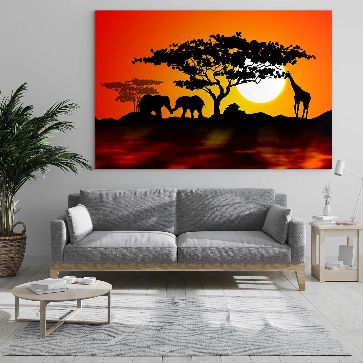 Billede på glas - Møde på savannen - 100x70 cm