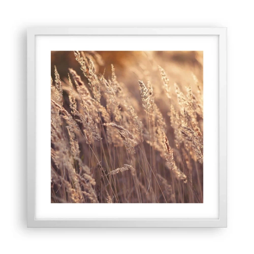 Plakat i hvid ramme - Klar til at byde efteråret velkommen - 40x40 cm