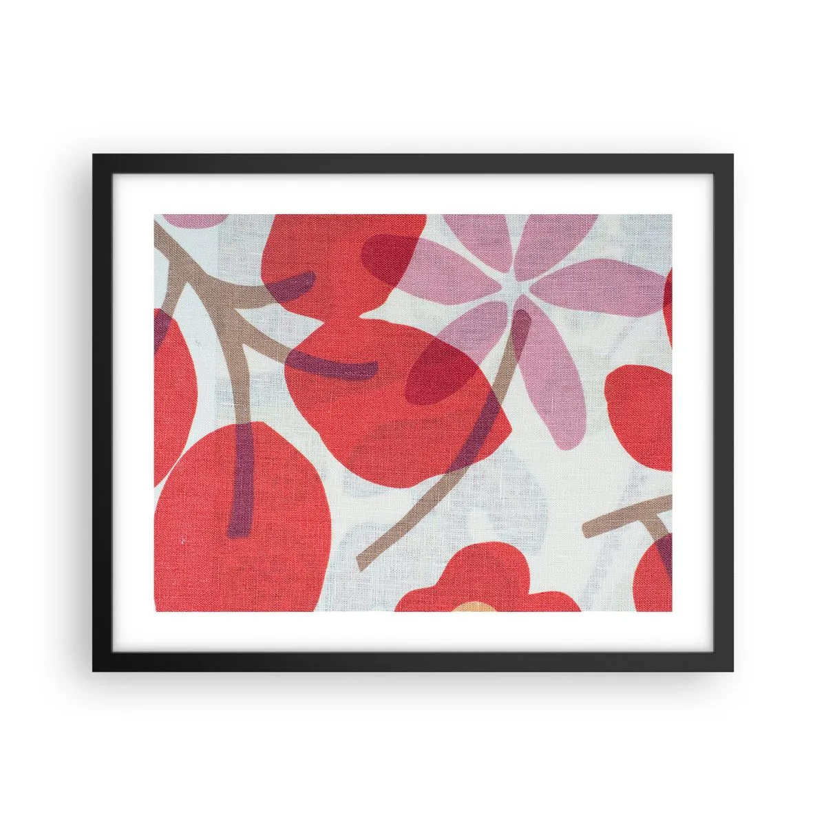 Plakat i sort ramme - Blomsterkomposition i pink - 50x40 cm