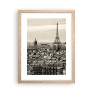 Plakat i ramme af lyst egetræ - Over Paris' hustage - 30x40 cm