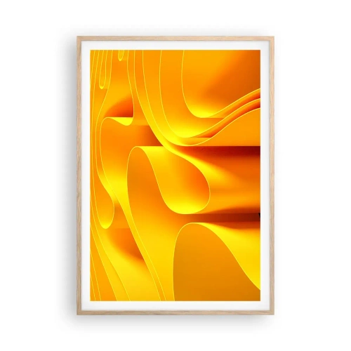 Plakat i ramme af lyst egetræ - Som solens bølger - 70x100 cm