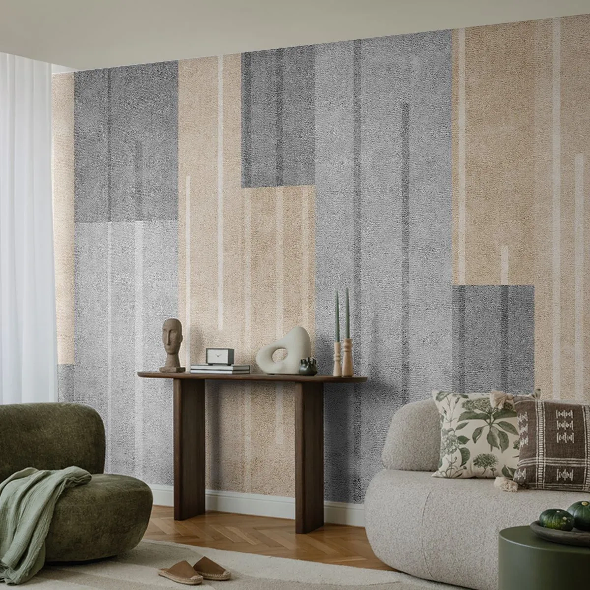 Fototapet Standard Eco - Komposition: hold den lodret - Abstraktion, Linjer, Pastel - 350x256 cm