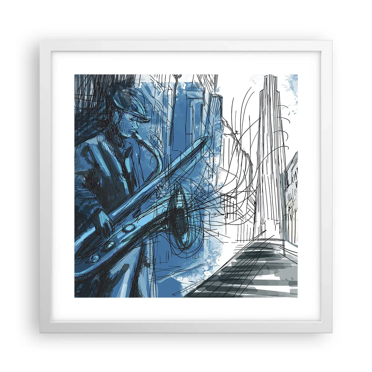 Plakat i hvid ramme - Byens rapsodi - 40x40 cm