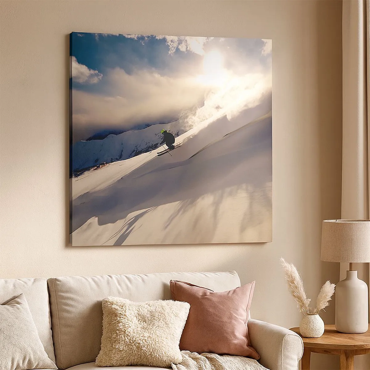 Lærredstryk - Billede på lærred - Udfordringen i bjergene - 30x30 cm