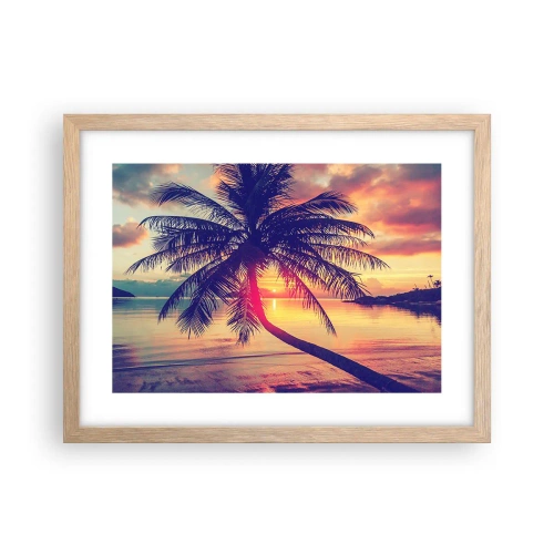 Plakat i ramme af lyst egetræ - En aften under palmerne - 40x30 cm
