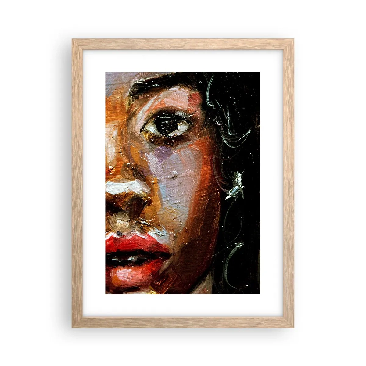Plakat i ramme af lyst egetræ - Sort og glitter - 30x40 cm