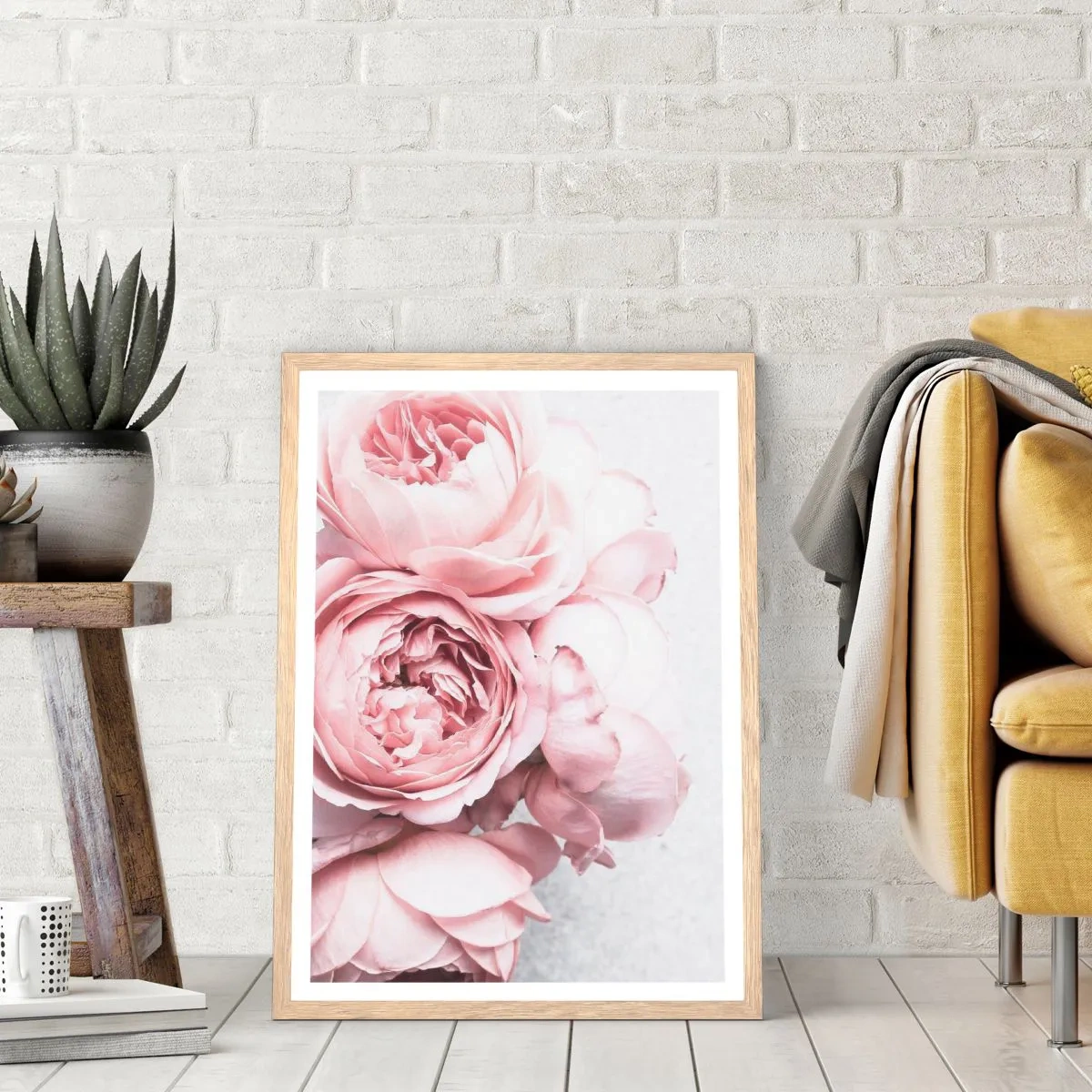 Plakat i ramme af lyst egetræ - For de romantiske - 61x91 cm