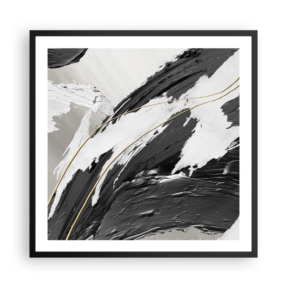 Plakat i sort ramme - Abstraktion med flair - 60x60 cm