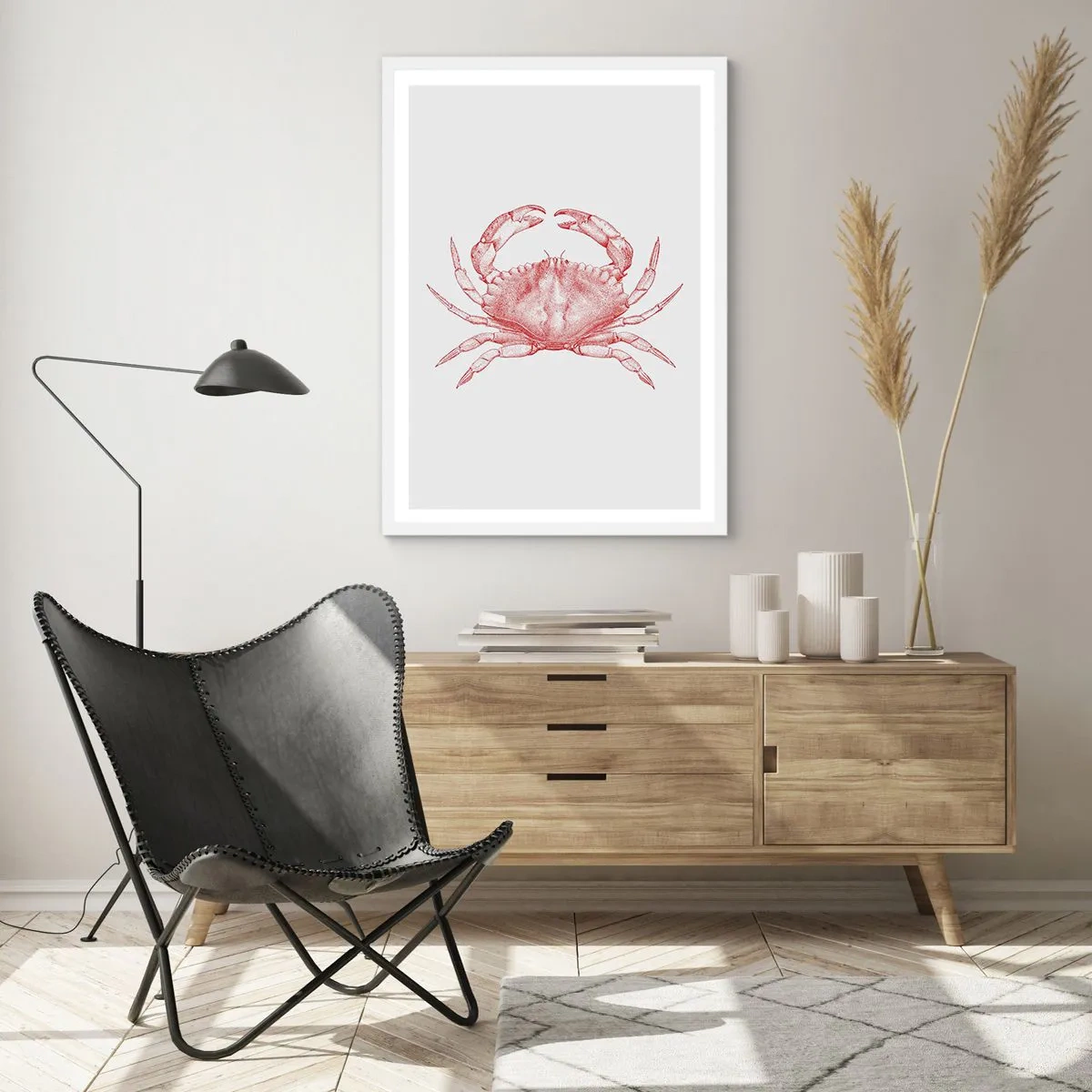 Plakat i hvid ramme - Krabbe over krabber - 40x50 cm
