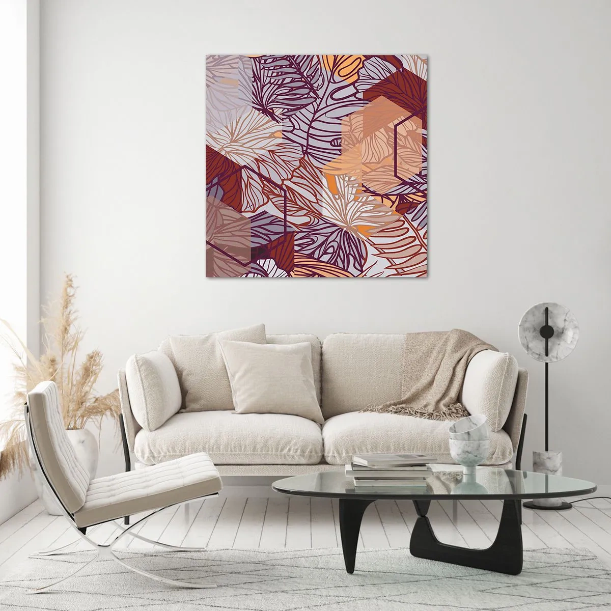 Billede på glas - Umuligt forhold mellem geometri og natur - 70x70 cm