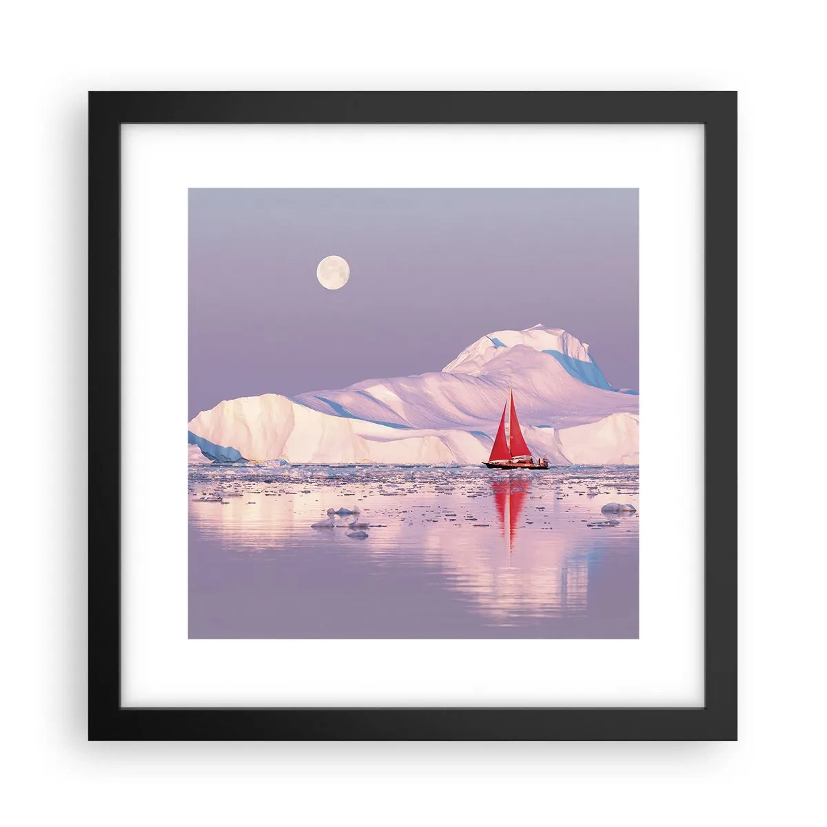 Plakat i sort ramme - Sejlets varme, isens kulde - 30x30 cm