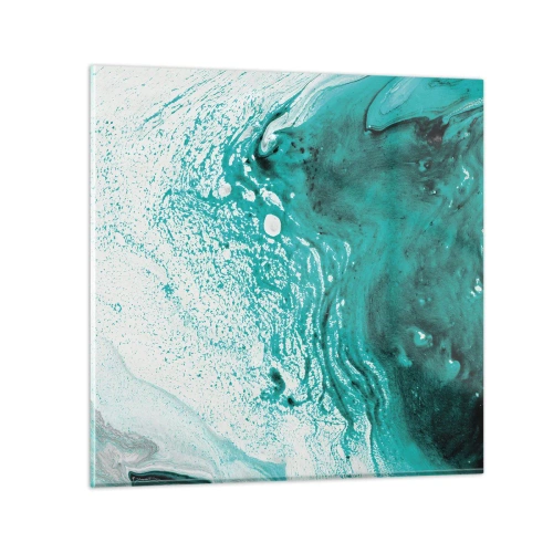 Billede på glas - Opløses i hvidt og turkis - 30x30 cm