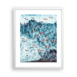 Plakat i hvid ramme - Parade ved havet - 40x50 cm