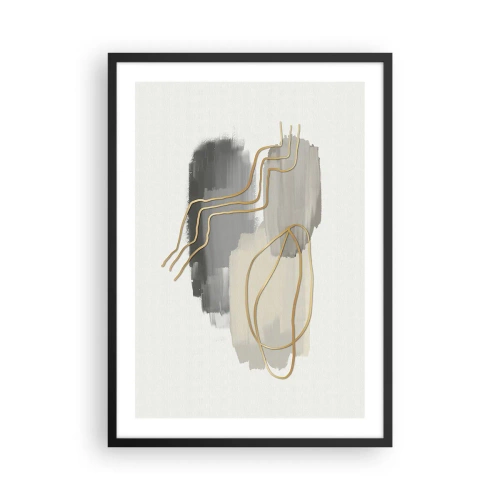 Plakat i sort ramme - Abstrakt komposition med linjer og malepletter - 50x70cm - Vedholdenhed og bevægelse - Moderne vægdekoration til stue og soveværelse ARTTOR