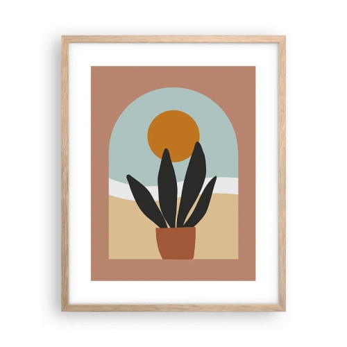Plakat i ramme af lyst egetræ - Små glæder - 40x50 cm