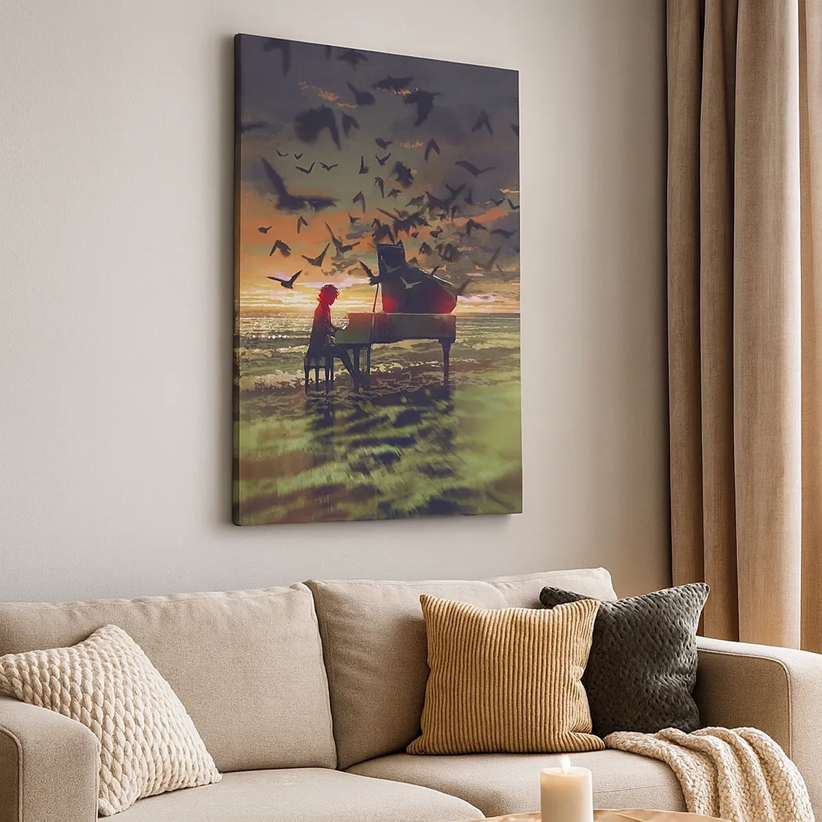 Lærredstryk - Billede på lærred - Koncert for klaver og bølger - 50x70 cm