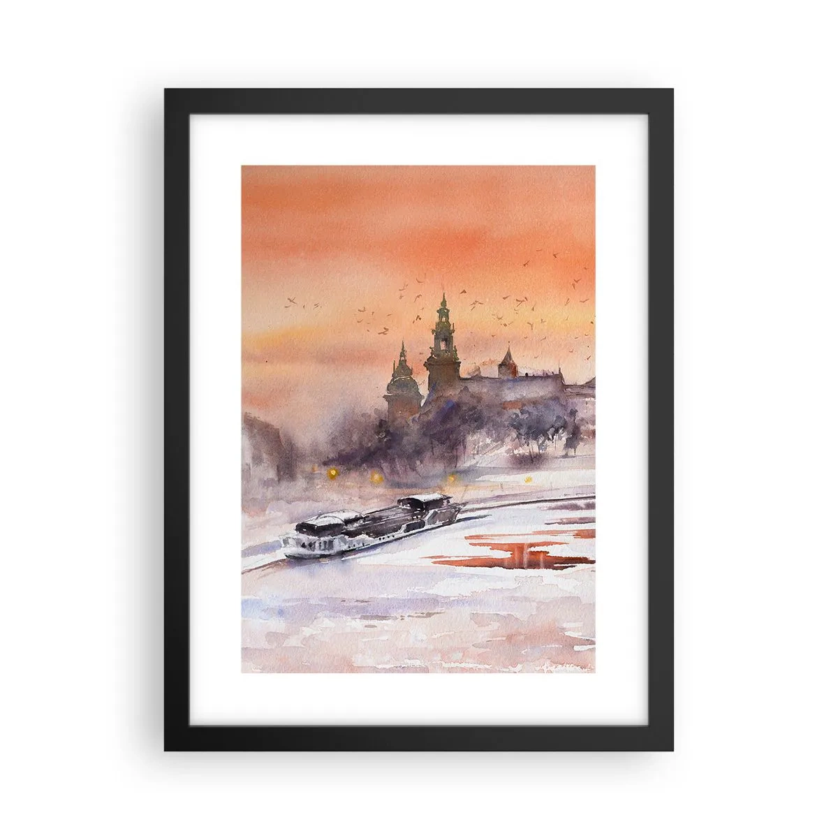 Plakat i sort ramme - Kongelig solnedgang - 30x40 cm