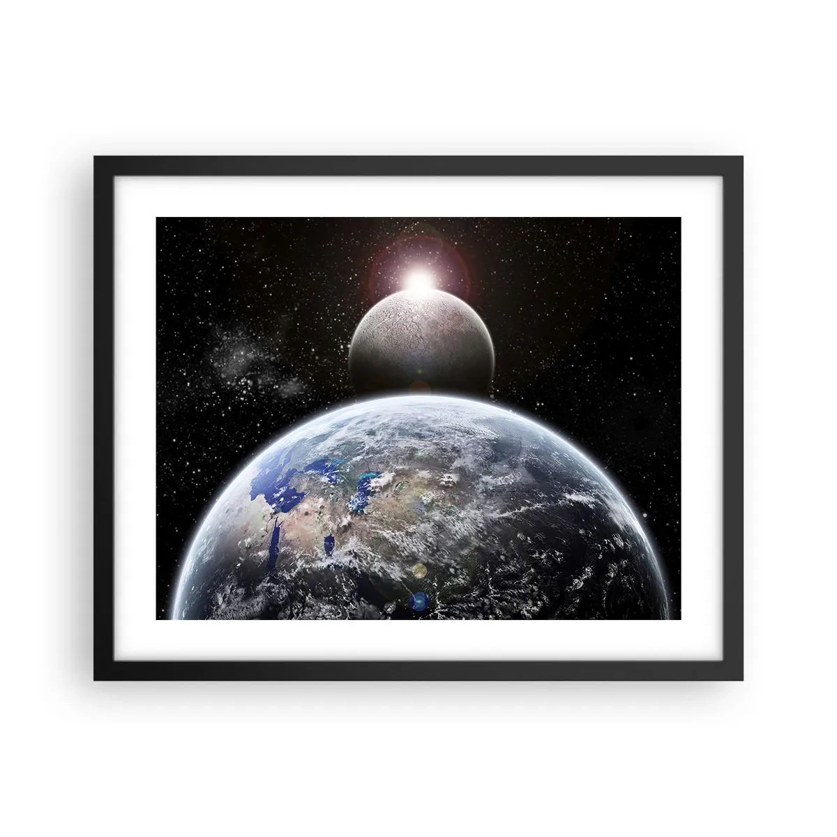 Plakat i sort ramme - Kosmisk landskab - solopgang - 50x40 cm