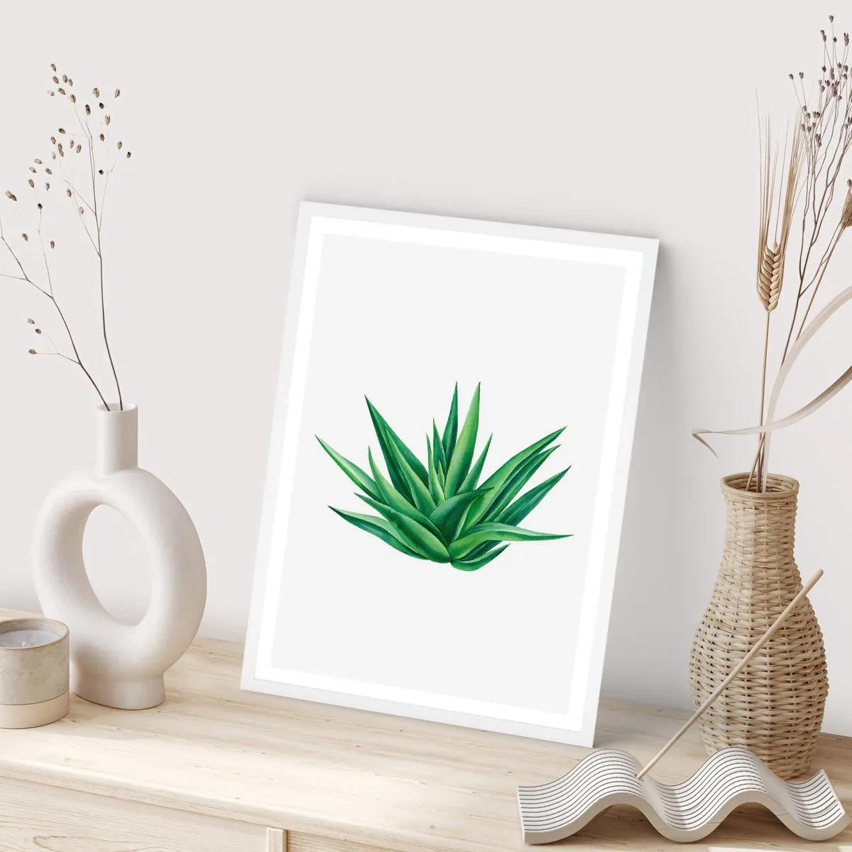Plakat i hvid ramme - Grøn - styrke - liv - 50x70 cm