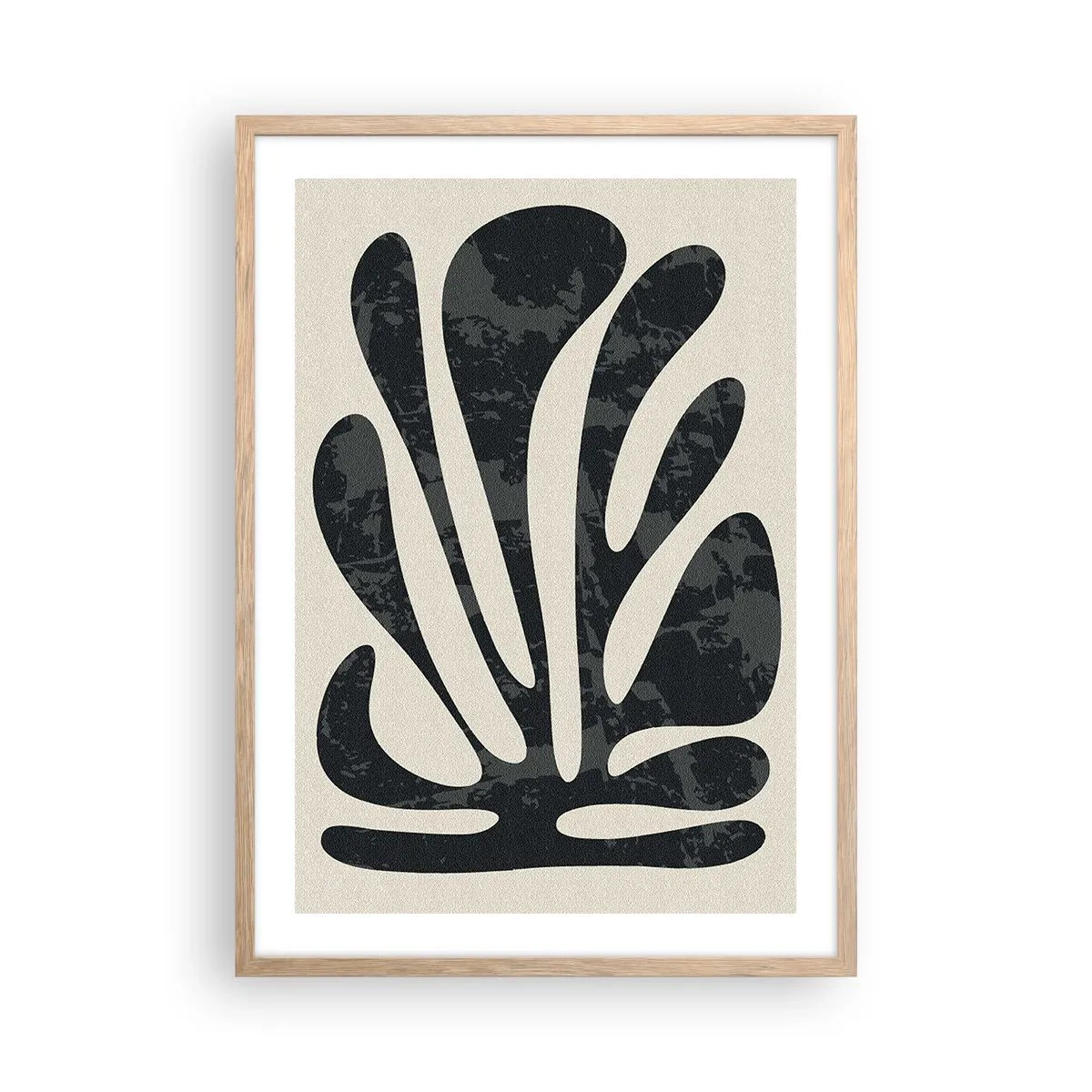 Plakat i ramme af lyst egetræ - Abstraktion med flere fingre - 50x70 cm