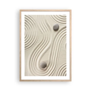 Plakat i ramme af lyst egetræ - Et strejf af varme - 50x70 cm