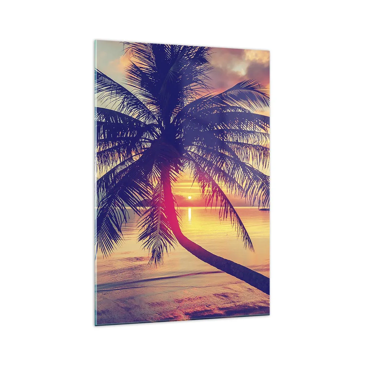 Billede på glas - En aften under palmerne - 70x100 cm